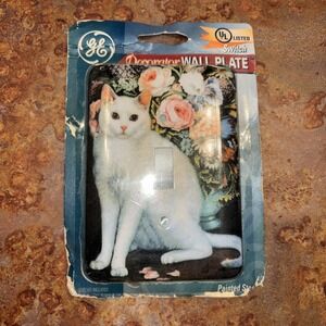 Vintage GE General Electric USA Switch Wall Plate Cat Painted Steel